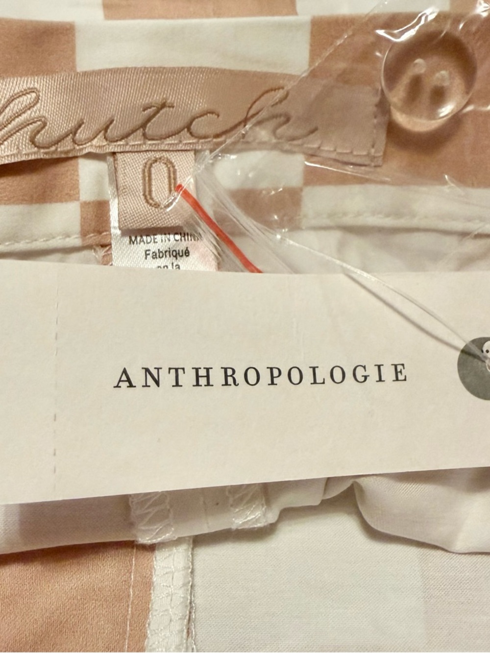 Hutch Anthropologie Checkerboard Pants Beige & White Spring Summer Weight NWT - Picture 4 of 8